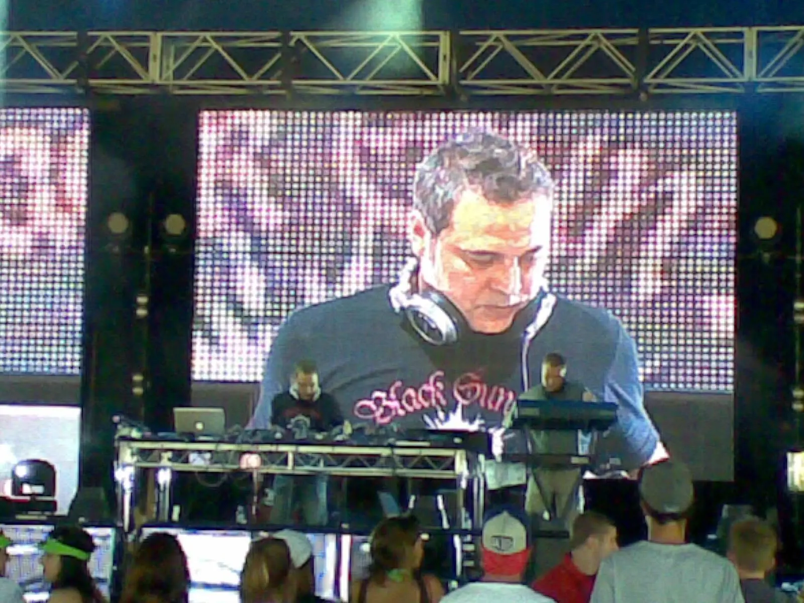 Sam Cutri performing with Waks Traks at a large festival