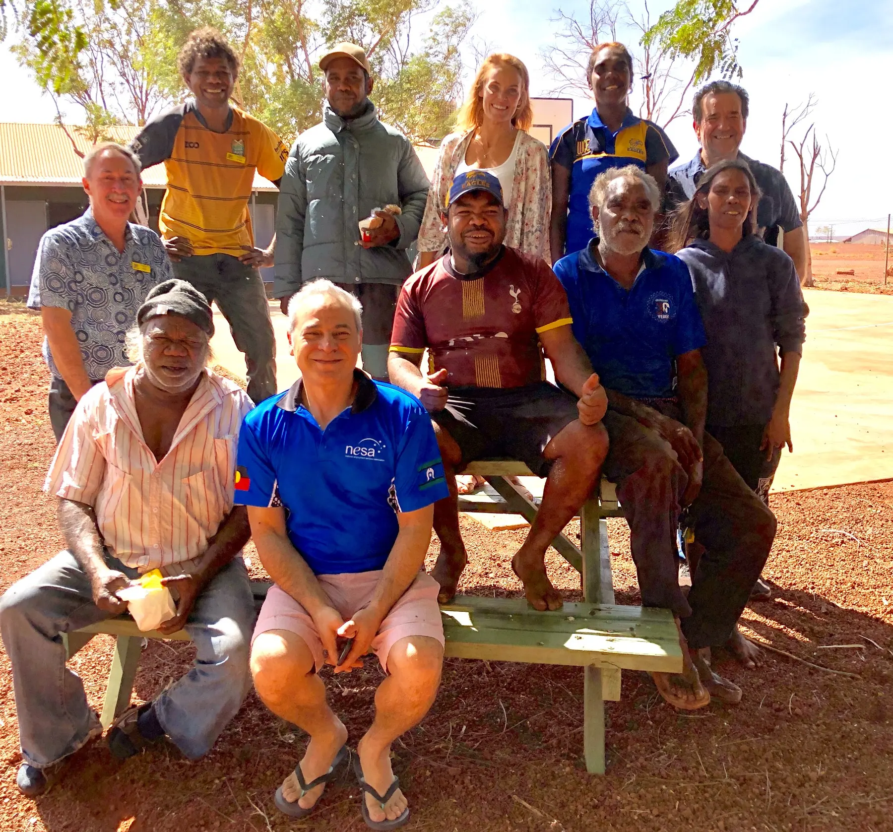 Sam Cutri with Aboriginal community members during remote community engagement work