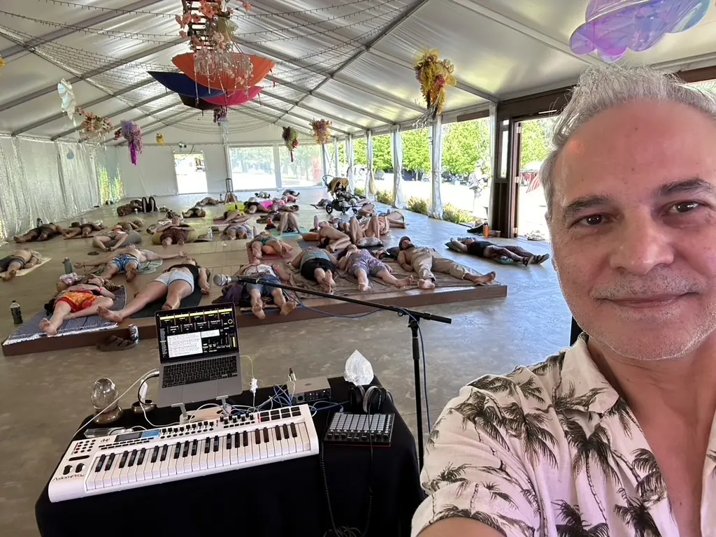 Sam Cutri with his live electronic performance setup following an immersive Soundful Experience